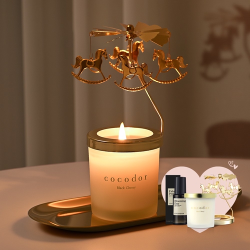 【COCODOR】旋轉木馬燈罩蠟燭+香氛噴霧