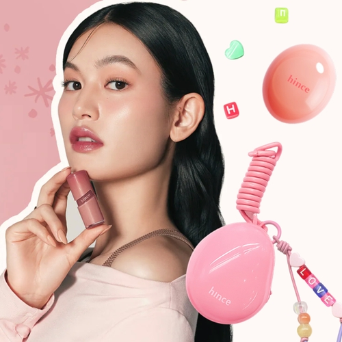 韓國hince冰透唇釉#03粉嫩櫻花+唇頰膏(享客製串珠+化妝包)