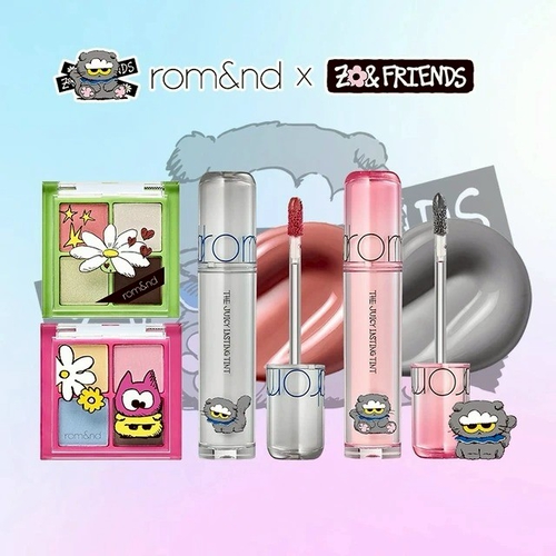 【rom&nd】ZO&FRIENDS 果汁唇釉 2.0(含貼紙)+勝過眼皮迷你眼影盤套組