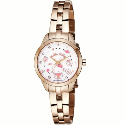 Hello Kitty 甜美時尚大三針晶鑽女錶
