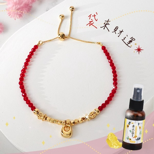 【命運好好玩】財氣場加持組｜招財紅晶鍊＋黃晶能量香氣噴霧